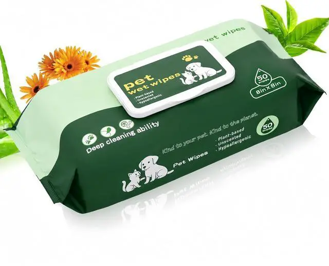 Main image of Pet Wipes for Paws and Butt 50 PCS Unscented Hypoallergenic | Gentle Earth-Friendly Dog Wipes for Puppies Kittens & Senior Pets Deodorizing Waterless Bathing Wipes for Paws Butt and Ears