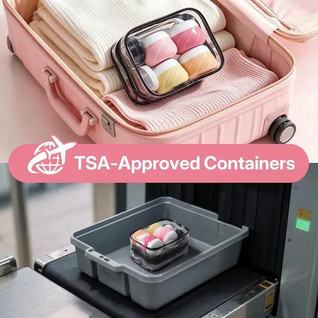 Alt view image 4 of 7 - LitBear 19 Pack Travel Size Containers for Toiletries, TSA Approved | Leakproof, Refillable, 1oz, Silicone Containers, Cream Jars, Fine Mist Spray Bottles, Clear Bag, Shampoo, Lotion, Cosmetics