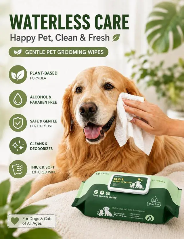 Alt view image 4 of 7 - Pet Wipes for Paws and Butt 50 PCS Unscented Hypoallergenic | Gentle Earth-Friendly Dog Wipes for Puppies Kittens & Senior Pets Deodorizing Waterless Bathing Wipes for Paws Butt and Ears