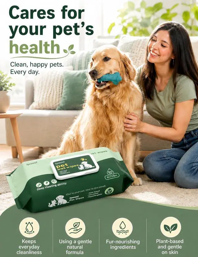Alt view image 6 of 7 - Pet Wipes for Paws and Butt 50 PCS Unscented Hypoallergenic | Gentle Earth-Friendly Dog Wipes for Puppies Kittens & Senior Pets Deodorizing Waterless Bathing Wipes for Paws Butt and Ears