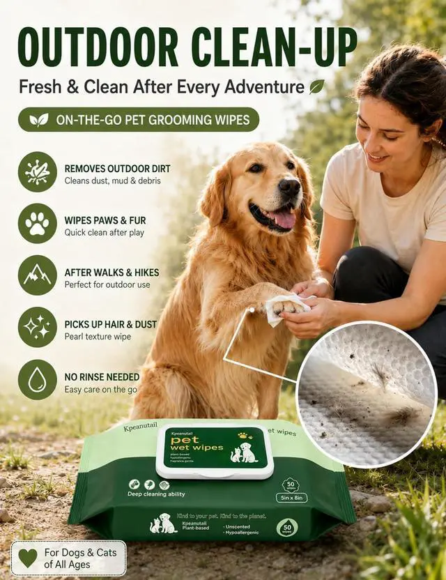 Alt view image 7 of 7 - Pet Wipes for Paws and Butt 50 PCS Unscented Hypoallergenic | Gentle Earth-Friendly Dog Wipes for Puppies Kittens & Senior Pets Deodorizing Waterless Bathing Wipes for Paws Butt and Ears