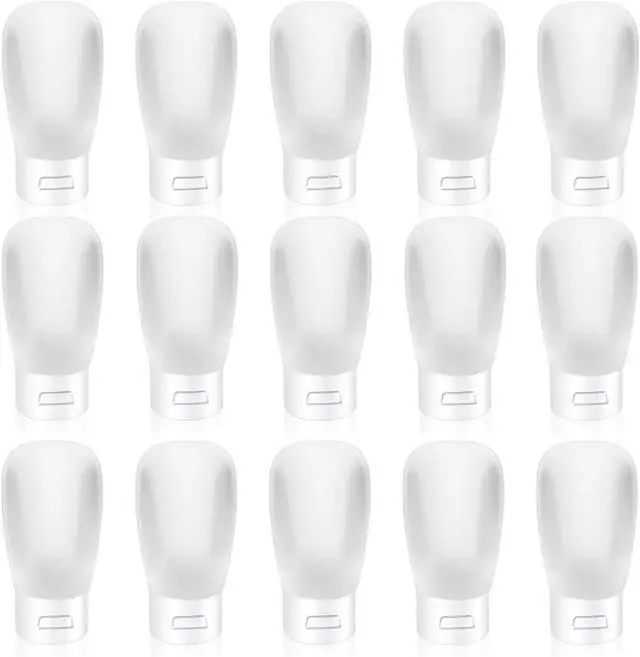 Main image of 15 Pack 30ml/1oz Plastic Squeeze Bottles Travel Tubes Cosmetic Soft Leak-Proof Makeup Toiletry Containers with Flip Cap Refillable for Facial Cleanser Body Bath Shower Gel Lotion Cream Shampoo