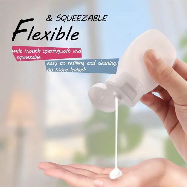Alt view image 4 of 6 - 15 Pack 30ml/1oz Plastic Squeeze Bottles Travel Tubes Cosmetic Soft Leak-Proof Makeup Toiletry Containers with Flip Cap Refillable for Facial Cleanser Body Bath Shower Gel Lotion Cream Shampoo