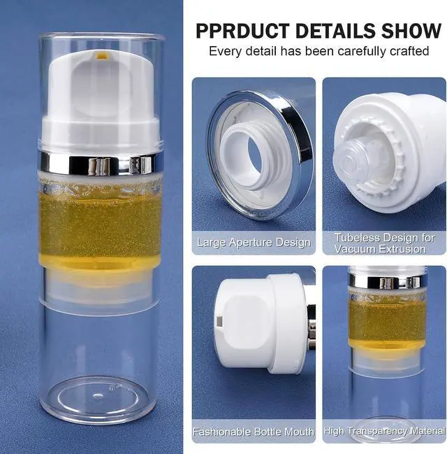 Alt view image 4 of 6 - Cosywell Airless Pump Dispenser Bottles 3.4oz/100ml 3 Pack | Empty Moisturizer Pump Dispenser, Airless Cosmetic Pump Container, Travel Pump Bottles, For Toiletries Shampoo Lotion