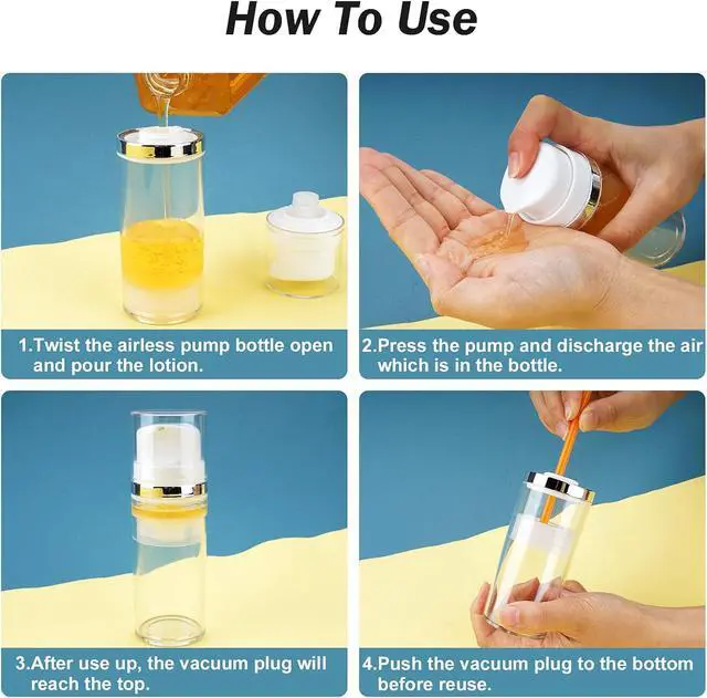 Alt view image 6 of 6 - Cosywell Airless Pump Dispenser Bottles 3.4oz/100ml 3 Pack | Empty Moisturizer Pump Dispenser, Airless Cosmetic Pump Container, Travel Pump Bottles, For Toiletries Shampoo Lotion
