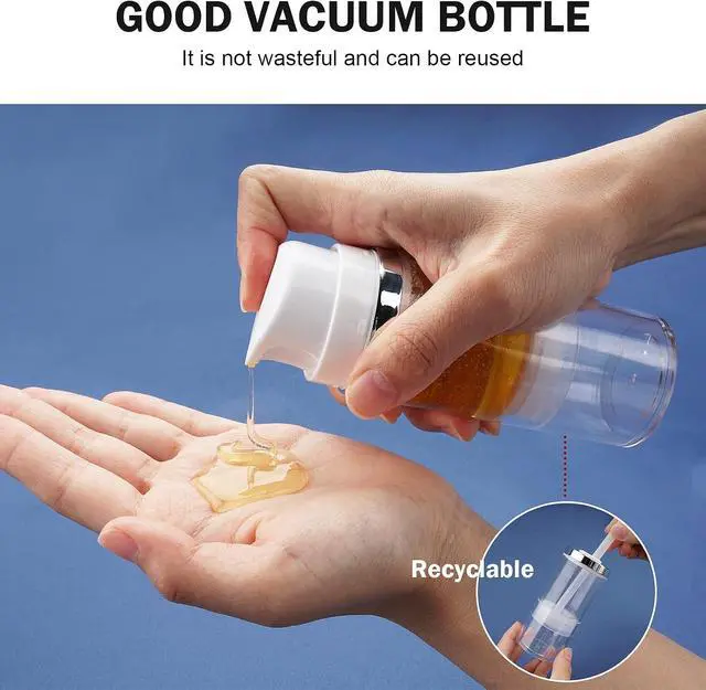 Alt view image 5 of 6 - Cosywell Airless Pump Dispenser Bottles 3.4oz/100ml 3 Pack | Empty Moisturizer Pump Dispenser, Airless Cosmetic Pump Container, Travel Pump Bottles, For Toiletries Shampoo Lotion