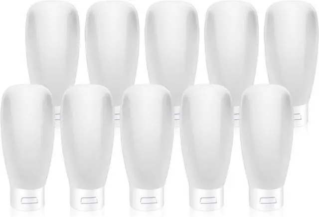 Main image of 10 Pack 60ml/2oz Plastic Squeeze Tubes Travel Bottles Refillable Translucent Frosted Soft Cosmetic Container with Flip Cover for Facial Cleanser Shampoo Conditioner Lotion Toiletries