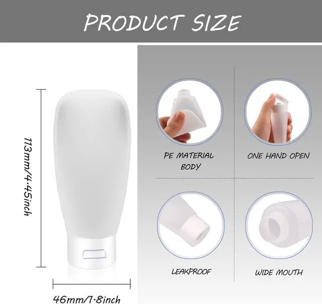 Alt view image 2 of 6 - 10 Pack 60ml/2oz Plastic Squeeze Tubes Travel Bottles Refillable Translucent Frosted Soft Cosmetic Container with Flip Cover for Facial Cleanser Shampoo Conditioner Lotion Toiletries