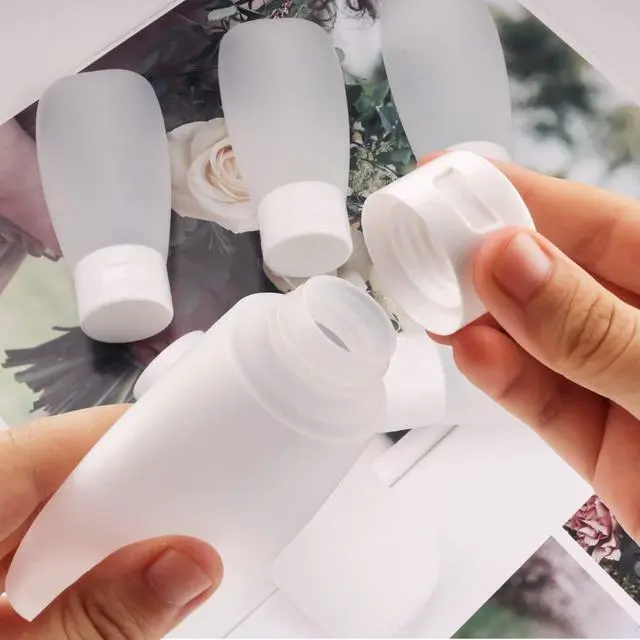Alt view image 4 of 6 - 10 Pack 60ml/2oz Plastic Squeeze Tubes Travel Bottles Refillable Translucent Frosted Soft Cosmetic Container with Flip Cover for Facial Cleanser Shampoo Conditioner Lotion Toiletries