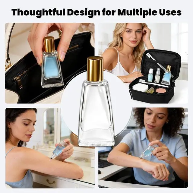 Alt view image 6 of 6 - 4Pack Essential Oil Roller Bottles, 10ml Refillable Leak-proof Empty Tube-Shaped Glass Roller Bottles with Stainless Steel Roller Balls and Gold Caps for Travel, Perfume, Aromatherapy