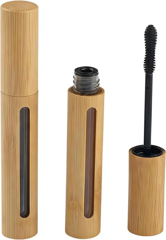 Main image of 2Pcs 6ml Bamboo Mascara Tube Bottles Refillable Empty Eyelash Container Vials with Eyelash Wand and Plug for Eyelash Growth Oil DIY Mascara Travel Bottles Makeup Beauty Tools