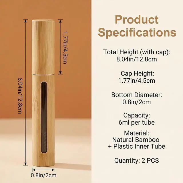 Alt view image 2 of 7 - 2Pcs 6ml Bamboo Mascara Tube Bottles Refillable Empty Eyelash Container Vials with Eyelash Wand and Plug for Eyelash Growth Oil DIY Mascara Travel Bottles Makeup Beauty Tools