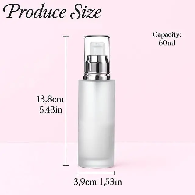 Alt view image 2 of 6 - 3Packs Transparent Cosmetic Container Jar Vials with Silver Cap Empty Refillable Frosted Glass Pump Bottles Travel Glass Lotion Bottle For Cosmetics, Lotion, Body Cream, Sanitizers, Cream 2oz