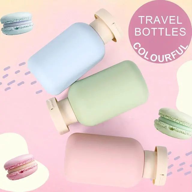 Alt view image 3 of 6 - ASEVAT Plastic Leak Proof Travel Bottles for Toiletries, TSA Approved Travel Size Containers, Squeeze Bottles Refillable for Shampoo, Lotion & Body Wash (Blue+Pink+Green, 3.4 oz)