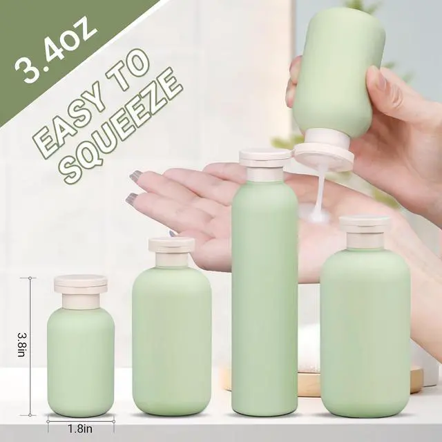 Alt view image 2 of 6 - ASEVAT Plastic Leak Proof Travel Bottles for Toiletries, TSA Approved Travel Size Containers, Squeeze Bottles Refillable for Shampoo, Lotion & Body Wash (Blue+Pink+Green, 3.4 oz)