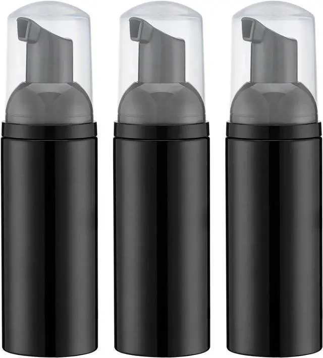 Main image of Tekson 60ml Empty Travel Foam Pump Bottle, 3PCS Foaming Soap Dispenser | Mini travel size foamer, small mousse container, leakproof, for lash shampoo, for shampoo, for TSA, black, 2oz
