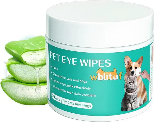 Main image of Pet Eye Cleaning Wipes for Dogs & Cats, 100 Count | Tear Stain Cleaning Pads with Aloe Vera & Chamomile, Gentle Formula, Lick-Safe, No-Rinse,Gentle Eye Wipes