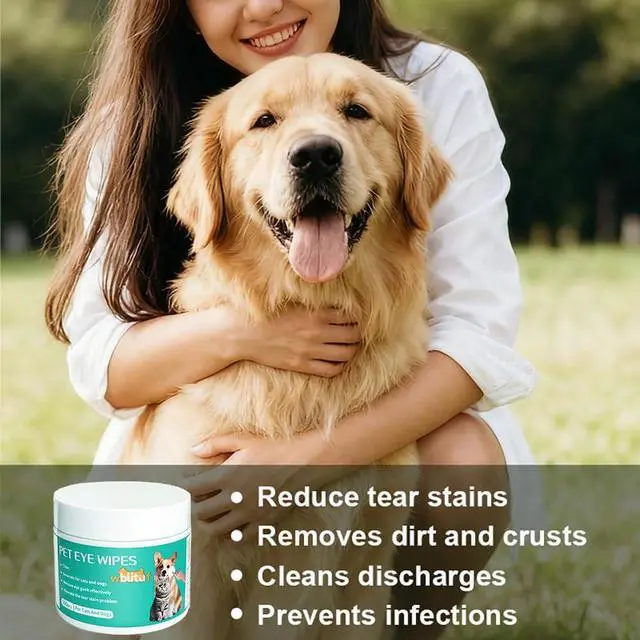 Alt view image 4 of 7 - Pet Eye Cleaning Wipes for Dogs & Cats, 100 Count | Tear Stain Cleaning Pads with Aloe Vera & Chamomile, Gentle Formula, Lick-Safe, No-Rinse,Gentle Eye Wipes