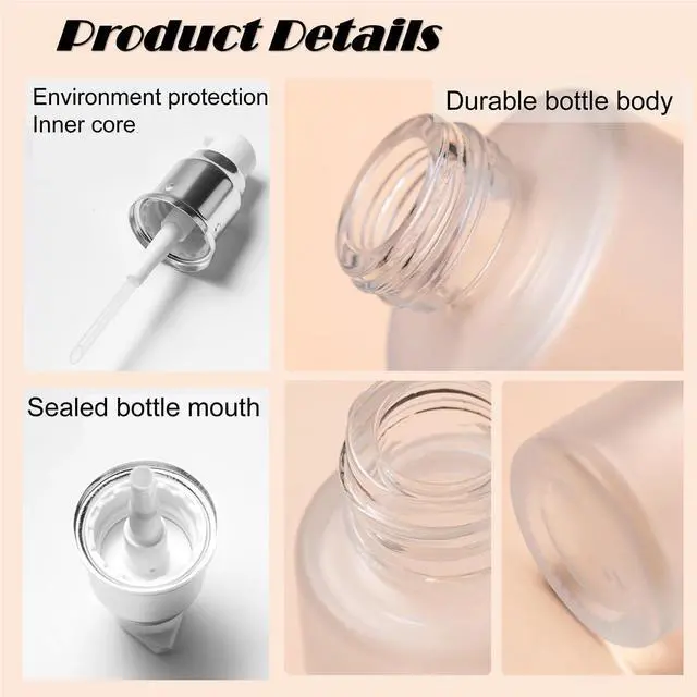 Alt view image 3 of 6 - 3Packs Transparent Cosmetic Container Jar Vials with Silver Cap Empty Refillable Frosted Glass Pump Bottles Travel Glass Lotion Bottle For Cosmetics, Lotion, Body Cream, Sanitizers, Cream 2oz