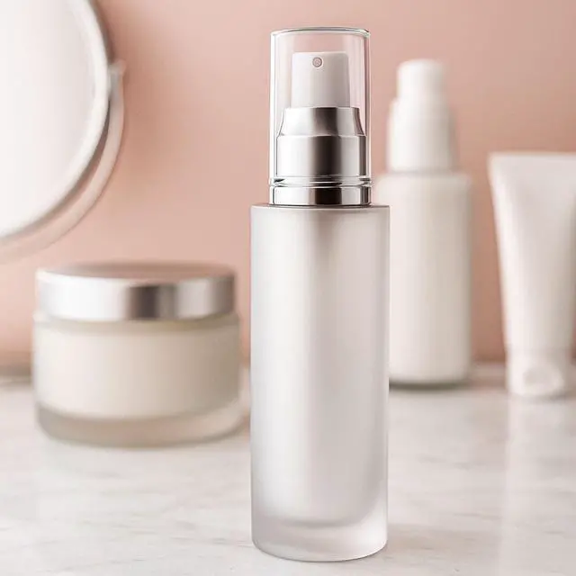 Alt view image 4 of 6 - 3Packs Transparent Cosmetic Container Jar Vials with Silver Cap Empty Refillable Frosted Glass Pump Bottles Travel Glass Lotion Bottle For Cosmetics, Lotion, Body Cream, Sanitizers, Cream 2oz
