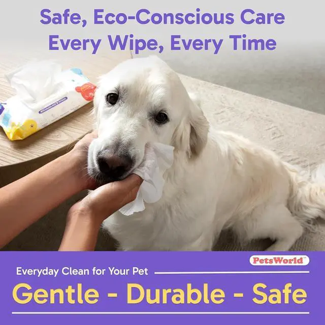 Alt view image 3 of 7 - PETSWORLD 3-in-1 Pet Wipes | Hypoallergenic, Unscented & Biodegradable Grooming Wipes for Body, Paws & Butt | Thick, Durable, Daily Use Pet Cleaning Wipes (50 Count)