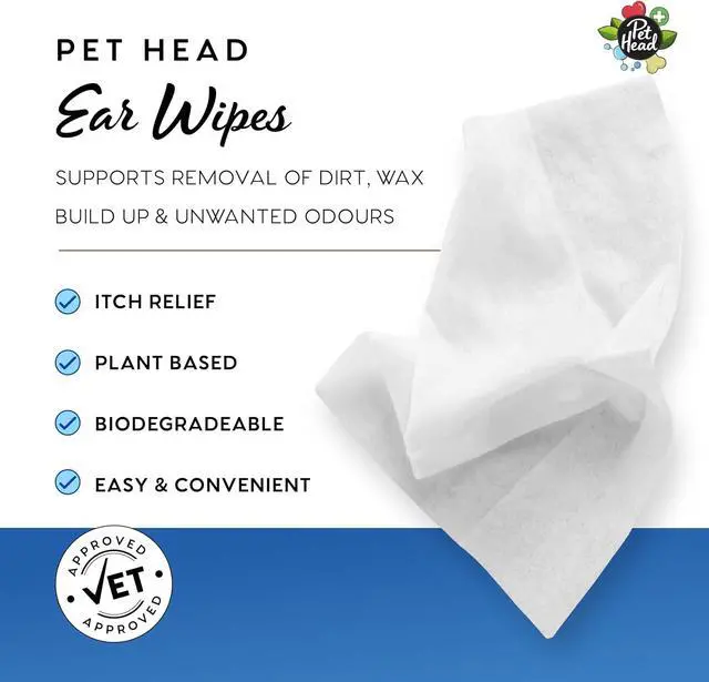 Alt view image 4 of 6 - Pet Head Health Ear Wipes for Cats and Dogs | Fragrance-Free | 30 Wipes | Cleans, Deodorizes and Moisturizes | Removes Dirt, Wax, Discharge, and Debris | Biodegradable and Plant-based Dog Ear Cleaner