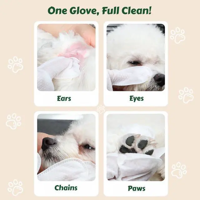 Alt view image 4 of 7 - 10-Pack Pet Cleaning Glove Wipes with Lid | Extra Thick Dog & Cat Grooming Gloves | Rinse-Free Bath Wipes with Coconut, Aloe, Corn & Jojoba for Odor Control & Daily Care
