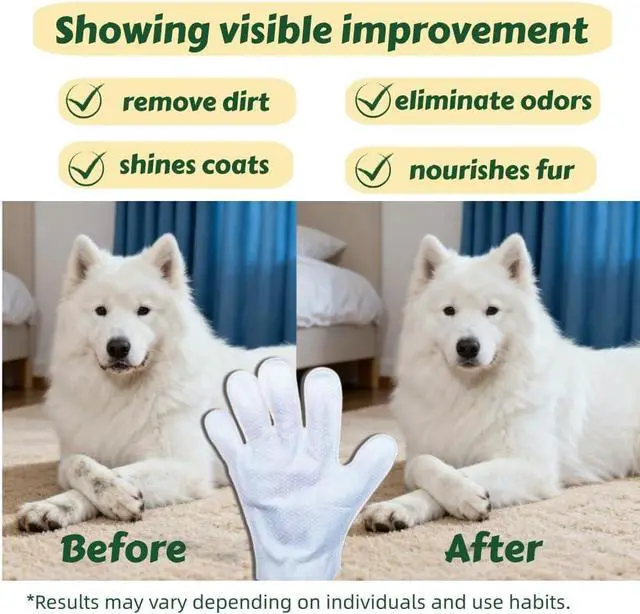 Alt view image 6 of 7 - 10-Pack Pet Cleaning Glove Wipes with Lid | Extra Thick Dog & Cat Grooming Gloves | Rinse-Free Bath Wipes with Coconut, Aloe, Corn & Jojoba for Odor Control & Daily Care