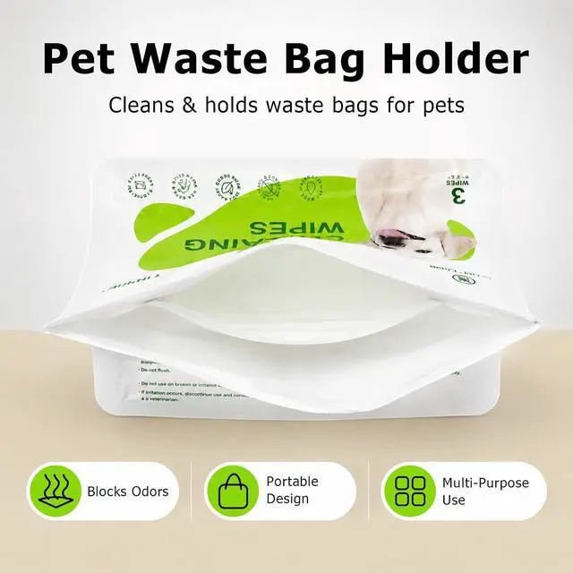 Alt view image 2 of 7 - Pet Wipes for Dogs & Cats, 8"×8", 60 Count (20 Travel Packs) | Individually Wrapped, For Paws, Face & Body, Alcohol-Free, Pet Grooming Wipes