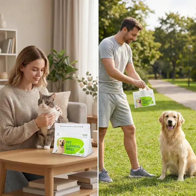 Alt view image 7 of 7 - Pet Wipes for Dogs & Cats, 8"×8", 60 Count (20 Travel Packs) | Individually Wrapped, For Paws, Face & Body, Alcohol-Free, Pet Grooming Wipes