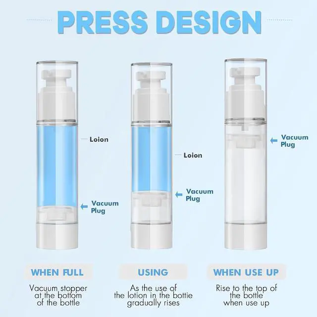 Alt view image 5 of 7 - Clear Airless Pump Bottles, Vacuum Travel Cosmetic Containers | 0.5OZ/15ML 6Pack Lotion Dispenser Pump Bottles; For Cream, Foundation & Skincare Cosmetics; With Labels & Wooden Sticks