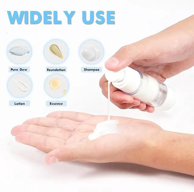 Alt view image 6 of 7 - Clear Airless Pump Bottles, Vacuum Travel Cosmetic Containers | 0.5OZ/15ML 6Pack Lotion Dispenser Pump Bottles; For Cream, Foundation & Skincare Cosmetics; With Labels & Wooden Sticks