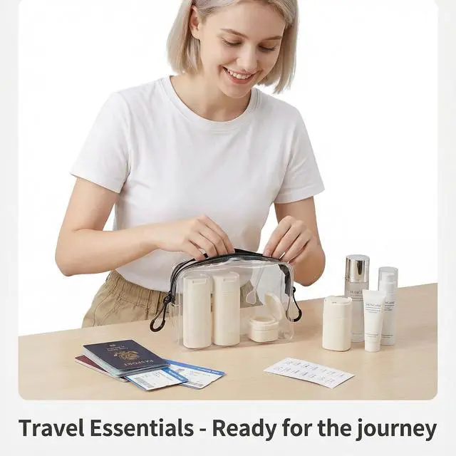 Alt view image 2 of 7 - 5pcs Travel Cream Dispenser Bottles Set Travel Bottles Toiletry Containers Set, TSA Approved, Travel Essentials