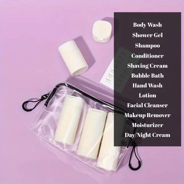 Alt view image 3 of 7 - 5pcs Travel Cream Dispenser Bottles Set Travel Bottles Toiletry Containers Set, TSA Approved, Travel Essentials