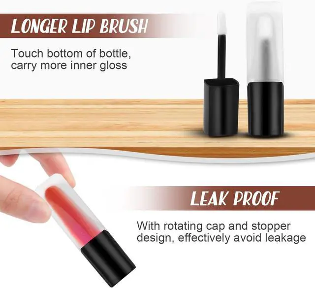 Alt view image 3 of 6 - 5 Pcs 5ml Frosted Glass Lip Gloss Tubes Refillable Square Lip Glaze Tube Vials Mini Lip Balm Bottle Container with Wands & Stoppers for Women Girls DIY Makeup Travel
