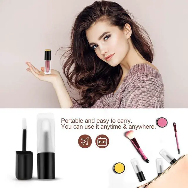 Alt view image 6 of 6 - 5 Pcs 5ml Frosted Glass Lip Gloss Tubes Refillable Square Lip Glaze Tube Vials Mini Lip Balm Bottle Container with Wands & Stoppers for Women Girls DIY Makeup Travel