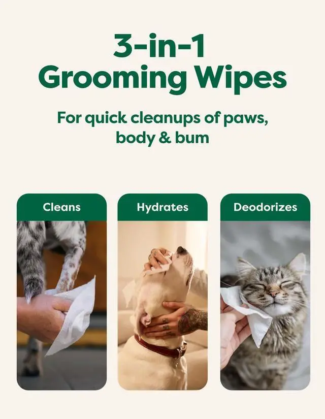 Alt view image 4 of 7 - Earth Rated Dog Wipes for Paws & Butt, Deodorizing, Unscented, 100ct | Hypoallergenic, 3-in-1 Cleaning and Hydrating, for Grooming Paws, Body and Butt