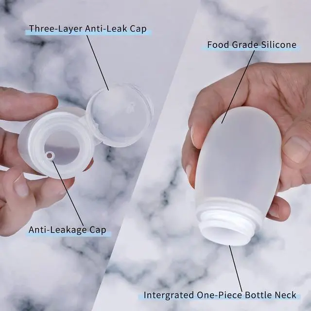 Alt view image 5 of 7 - Silicone Travel Bottles for Toiletries TSA Approved Travel Size Containers Set 4 Pack Portable Leak Proof Refillable Cosmetic Squeeze Bottles Shampoo Hair Conditioner Body Lotion Bath Shower Gel