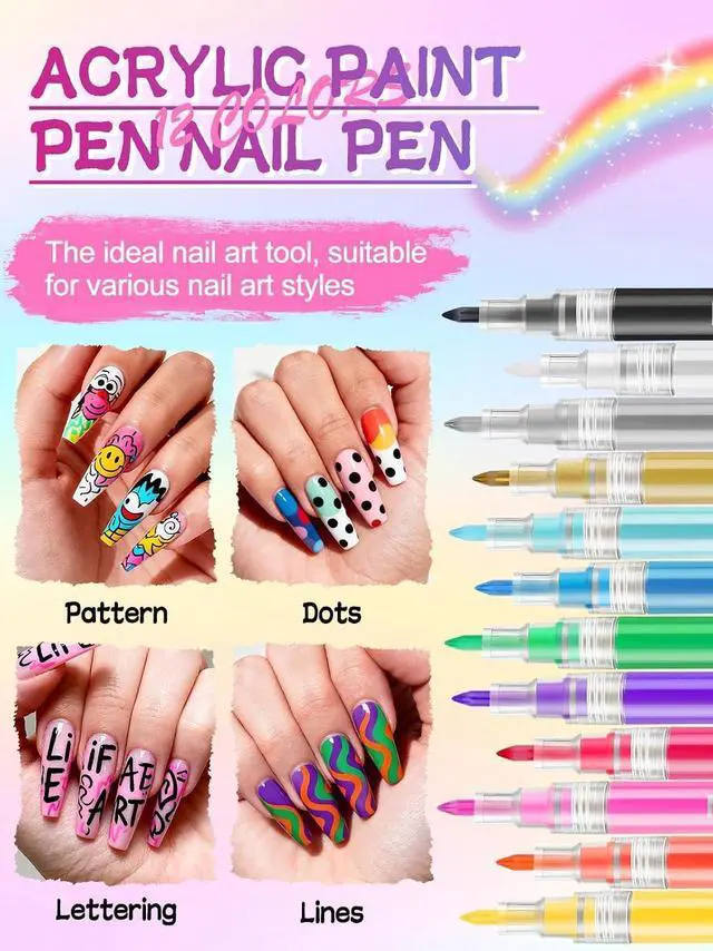 Alt view image 2 of 7 - Nail Art Pens Set EBANKU 12 Colors 3D Nail Polish Pens Acrylic Paint Pens | 0.7MM Nail Markers for Nail Art Drawing Painting Manicure Tools Nail Design Kit Home Nail Salon DIY
