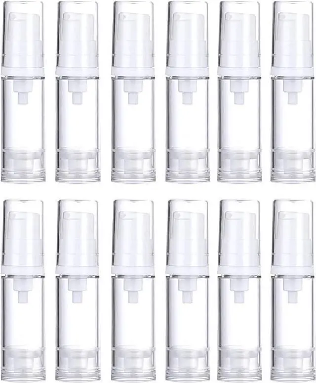 Main image of Wresty 12 Pcs Vacuum Lotion Bottles - Plastic Airless Pump Bottles, Travel DIY Cosmetic Cream & Makeup Foundation Toiletries Liquid Vacuum Container (5ml)