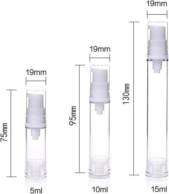Alt view image 4 of 7 - Wresty 12 Pcs Vacuum Lotion Bottles - Plastic Airless Pump Bottles, Travel DIY Cosmetic Cream & Makeup Foundation Toiletries Liquid Vacuum Container (5ml)