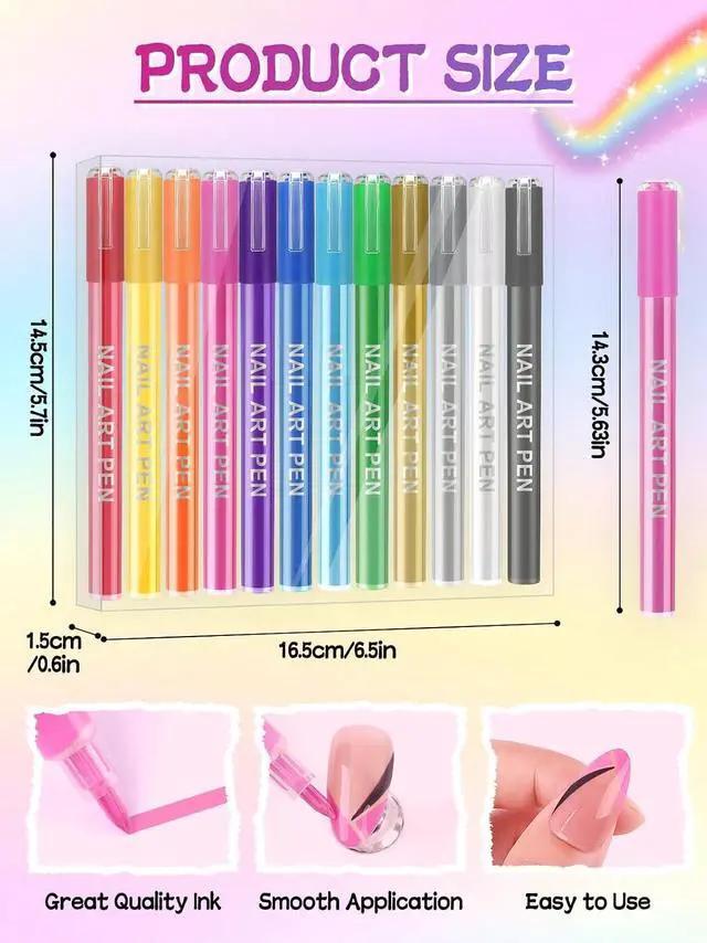 Alt view image 7 of 7 - Nail Art Pens Set EBANKU 12 Colors 3D Nail Polish Pens Acrylic Paint Pens | 0.7MM Nail Markers for Nail Art Drawing Painting Manicure Tools Nail Design Kit Home Nail Salon DIY