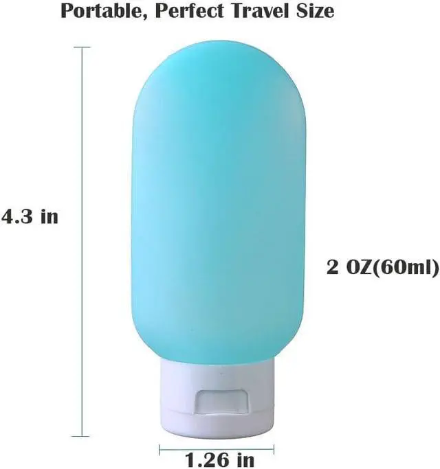 Alt view image 3 of 7 - TSA Approved Travel Bottles, 4-Pack 2oz Travel Size Containers | Leak-Proof, Refillable, Cosmetic Squeeze Bottles for Lotion Liquid Shampoo Conditioner Gels, Perfect for Travel Camping