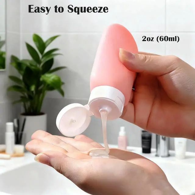 Alt view image 5 of 7 - TSA Approved Travel Bottles, 4-Pack 2oz Travel Size Containers | Leak-Proof, Refillable, Cosmetic Squeeze Bottles for Lotion Liquid Shampoo Conditioner Gels, Perfect for Travel Camping
