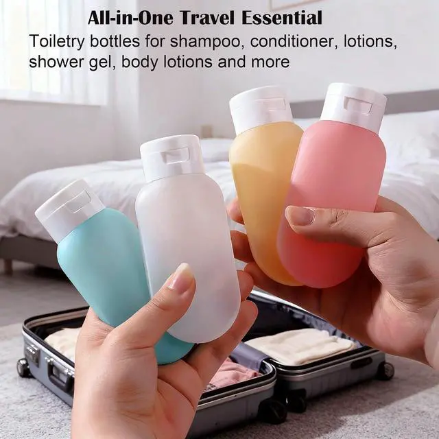 Alt view image 7 of 7 - TSA Approved Travel Bottles, 4-Pack 2oz Travel Size Containers | Leak-Proof, Refillable, Cosmetic Squeeze Bottles for Lotion Liquid Shampoo Conditioner Gels, Perfect for Travel Camping