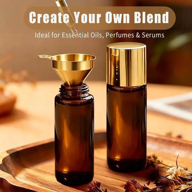 Alt view image 6 of 6 - 50ml Rose Quartz Roller Bottles for Castor Oil | Refillable Amber Glass Roll-On Bottles with Natural Crystal Roller Balls,Leak-Proof Gold Caps for Essential Oils, Perfume
