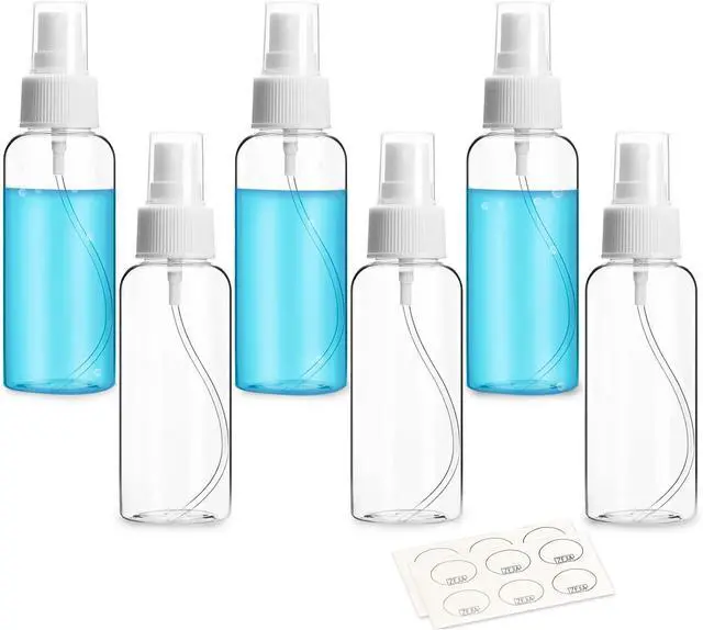 Main image of 6 Pack Small Spray Bottle, 2.7oz/80ml Travel Spray Bottle | Fine Mist Plastic Spray Bottle, Refillable & Leak Proof Sprayer for Hair, Face Toner, Cleaning, Plants with Labels