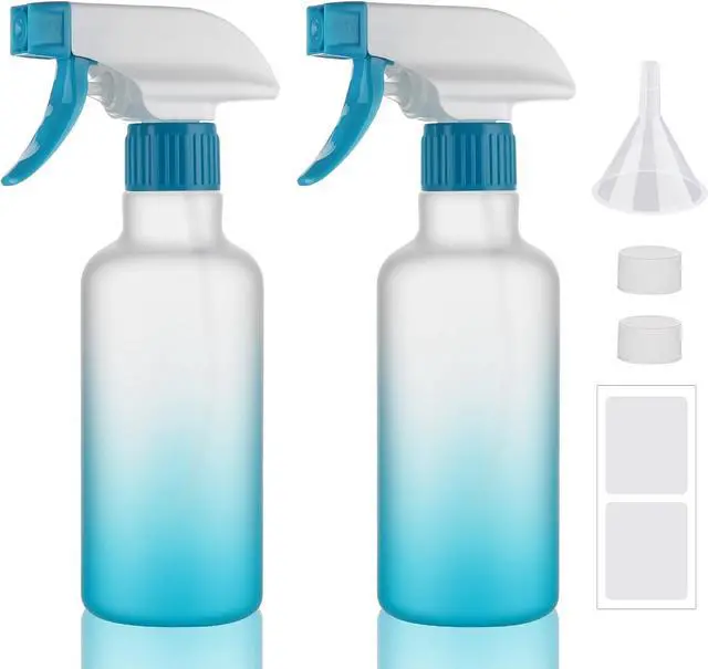 Main image of 12oz/350ml Plastic Spray Bottles 2 Pack, Adjustable Mist Stream | Heavy Duty refillable spray containers for plant care, hair mist and household cleaning