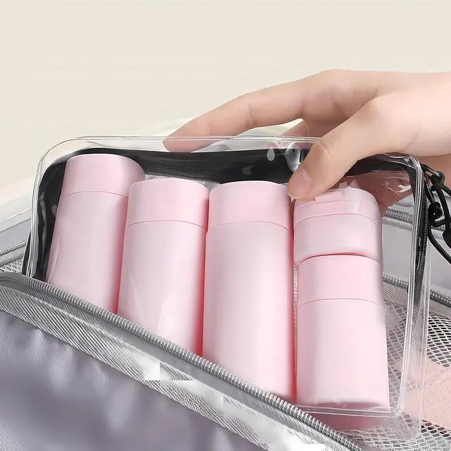 Alt view image 4 of 7 - Travel Bottles for Toiletries, 5 Pack Travel Size Containers, TSA Approved Leak Proof - Silicone Toiletry Containers with Clear Bag for Shampoo, Conditioner & Lotion, Travel Essentials