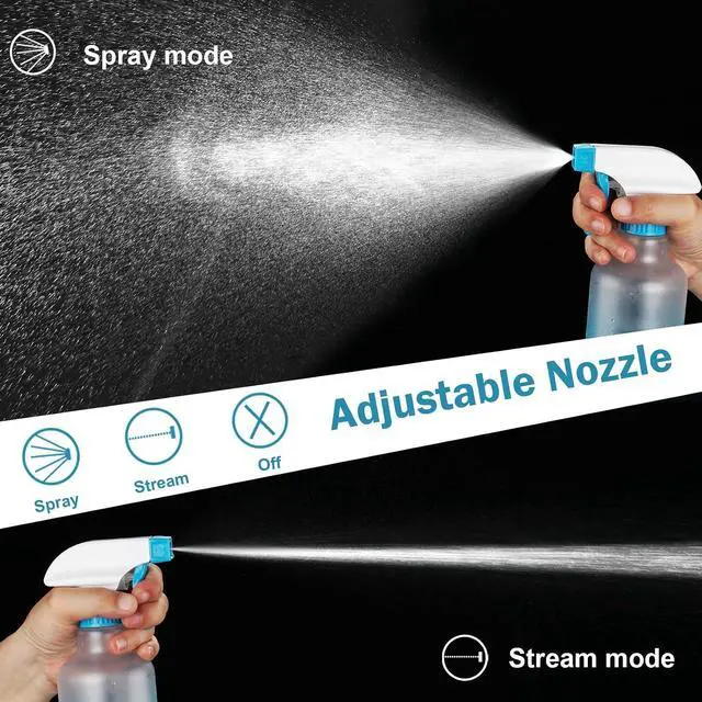 Alt view image 5 of 6 - 12oz/350ml Plastic Spray Bottles 2 Pack, Adjustable Mist Stream | Heavy Duty refillable spray containers for plant care, hair mist and household cleaning